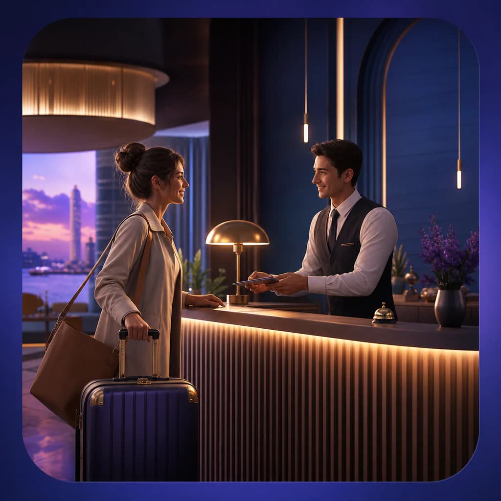 Hotel Check-in Essentials - Learn A2 English with word box fill